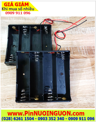Hộp Đế pin 18650 (Loại chứa 4 pin 18650), Hộp đế khay chứa 4 PIN sạc 18650 (dây điện đỏ đen)